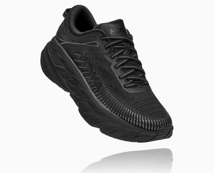 Hoka One One Womens Running Shoes - Bondi 7 - Black - CRIB68903